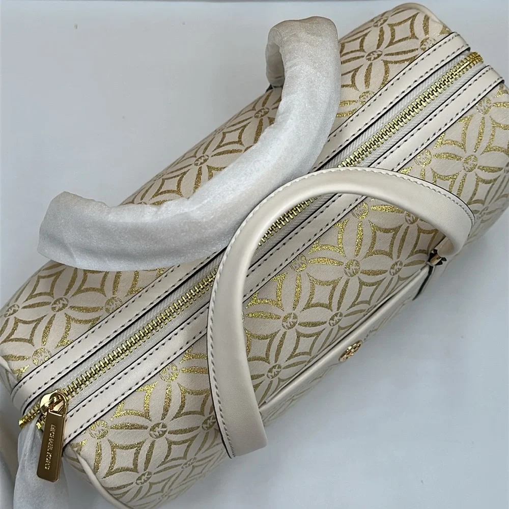 MICHAEL KORS JST TRAVEL MEDIUM DUFFLE SATCHEL CROSSBODY BAG MK Pale Gold Multi